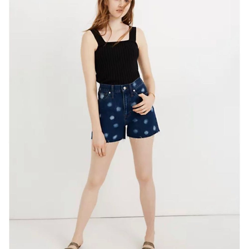 Madewell the perfect jean short in polka dot